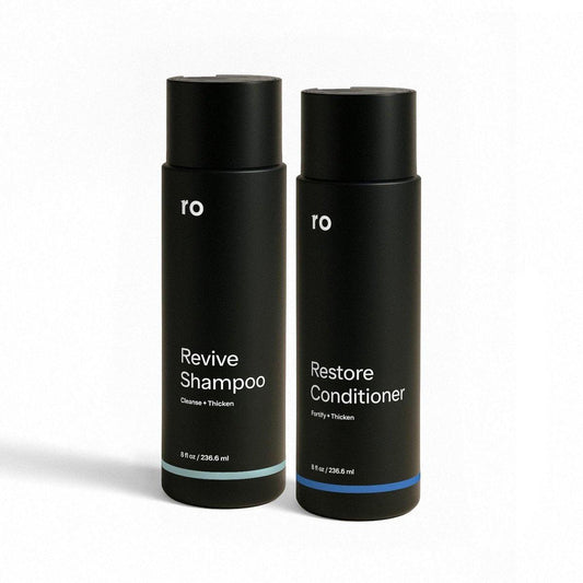 Ro Herren Revive Shampoo & Restore Conditioner Duo | Peelt, klärt, stärkt & spendet Feuchtigkeit für voller aussehendes Haar | Ohne Sulfate, Parabene oder Phthalate | 2 x 237 ml
