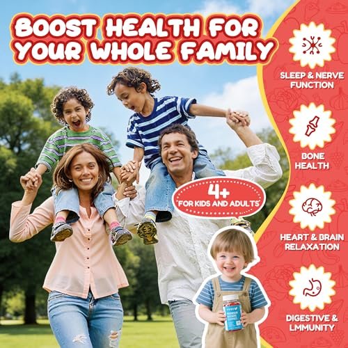 VIFSSG Zuckerfreie Magnesiumglycinat Gummis 400mg für Erwachsene & 200mg für Kinder, Bisglycinat Präparat mit L-Theanin, Kamille, Melisse, Erdbeergeschmack, 2er-Pack (120 Gummis)
