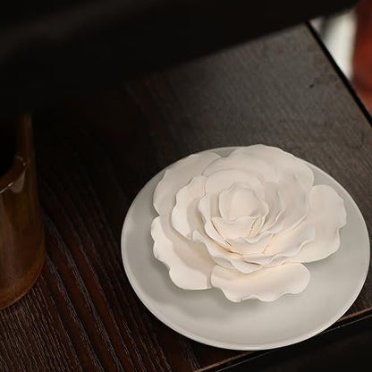 Passiver Diffusor für ätherische Öle – Keramik Diffusor ohne Strom für kleine Räume, Schreibtisch-Dekoration, Badezimmer (Weißer Hibiskus)