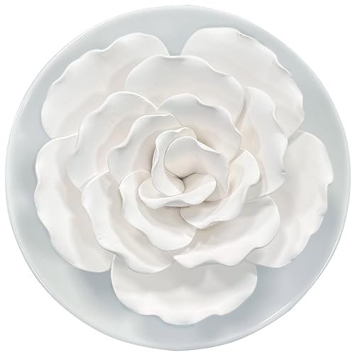 Passiver Diffusor für ätherische Öle – Keramik Diffusor ohne Strom für kleine Räume, Schreibtisch-Dekoration, Badezimmer (Weißer Hibiskus)