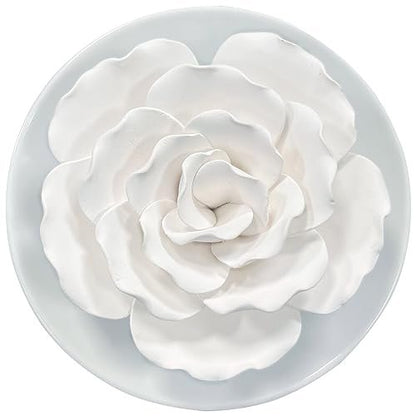 Passiver Diffusor für ätherische Öle – Keramik Diffusor ohne Strom für kleine Räume, Schreibtisch-Dekoration, Badezimmer (Weißer Hibiskus)
