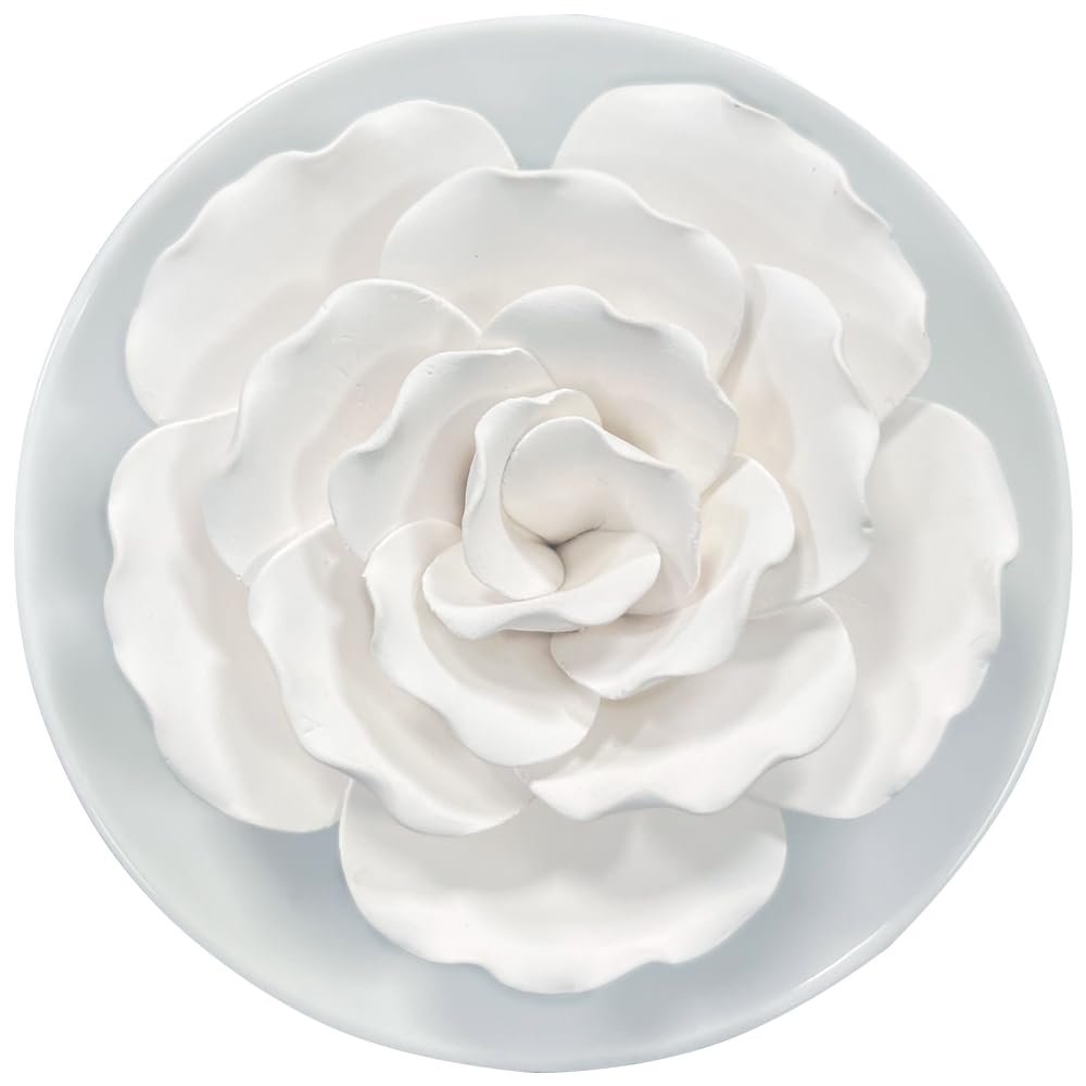 Passiver Diffusor für ätherische Öle – Keramik Diffusor ohne Strom für kleine Räume, Schreibtisch-Dekoration, Badezimmer (Weißer Hibiskus)