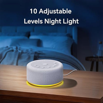 Hushing Schlafmaschine mit Nachtlicht - Weißes Rauschen, 30 beruhigende Klänge, 12 Lichter, 5 Timer, Lautstärkeregler, Gedächtnisfunktion - für Babys, Kinder, Erwachsene, Zuhause, Büro, Reisen