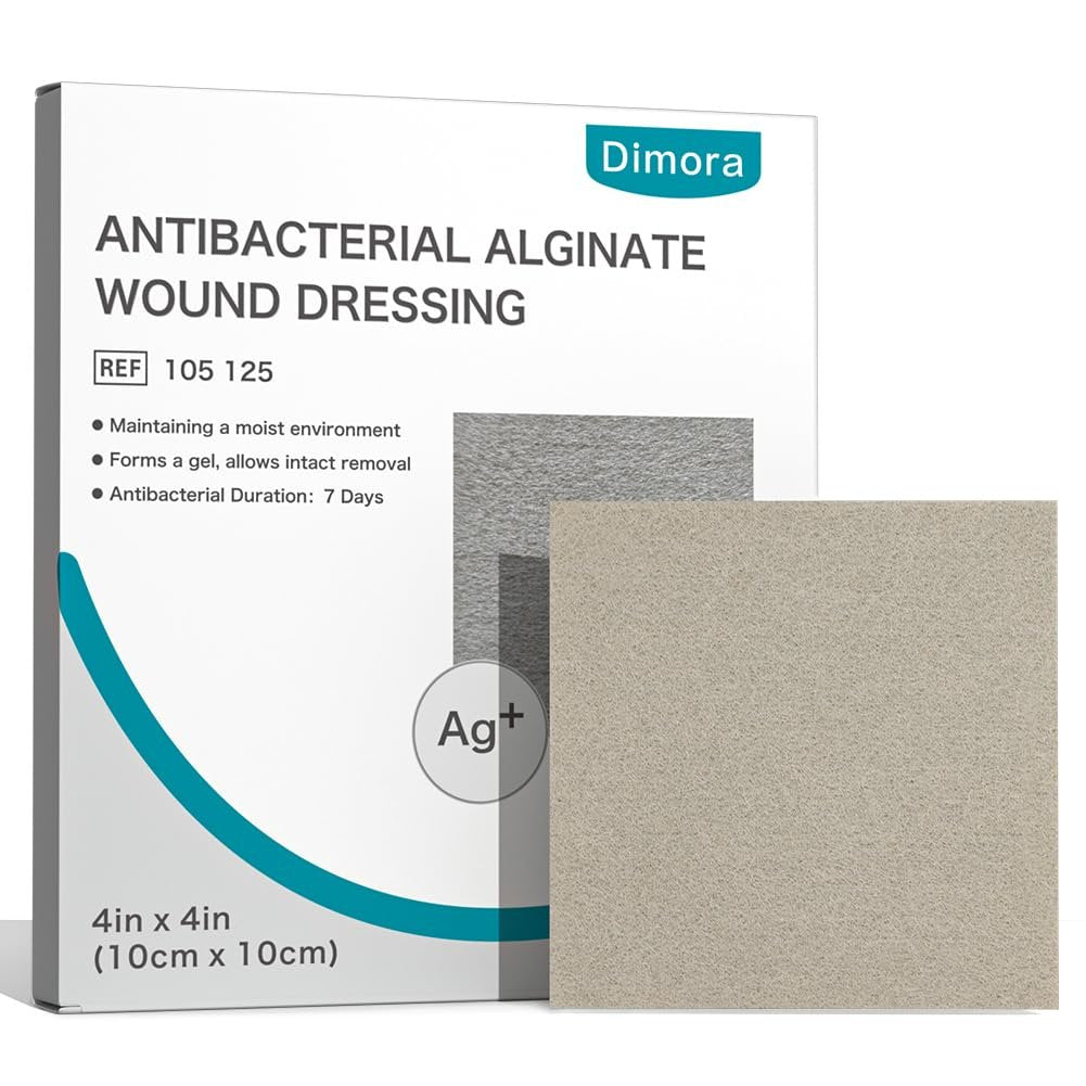 Dimora Upgrade Silber Calcium-Alginat Wundverband – Antibakterielle, nicht haftende Gaze, hochsaugfähige sterile Bindenpads, 10x10 cm, 5er-Pack