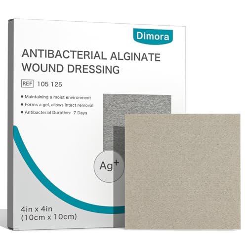 Dimora Upgrade Silber Calcium-Alginat Wundverband – Antibakterielle, nicht haftende Gaze, hochsaugfähige sterile Bindenpads, 10x10 cm, 5er-Pack