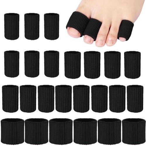 Blulu 24 Stück Zehentuben 0,98 Zoll Polsterung Tube Mais Pads für Zehen Ärmel Weiche Gel Schützer für Polsterung Hühneraugen Blasen Schwielen 3 Größen (Schwarz, Gemischte Größen)