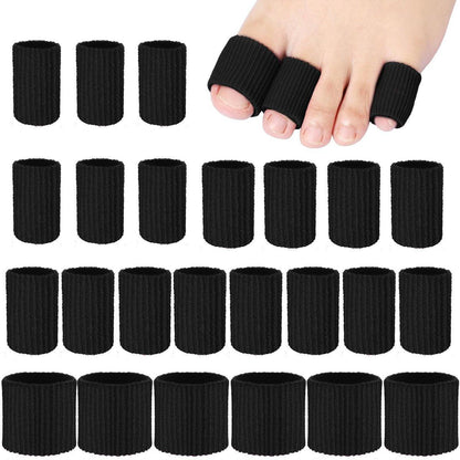 Blulu 24 Stück Zehentuben 0,98 Zoll Polsterung Tube Mais Pads für Zehen Ärmel Weiche Gel Schützer für Polsterung Hühneraugen Blasen Schwielen 3 Größen (Schwarz, Gemischte Größen)