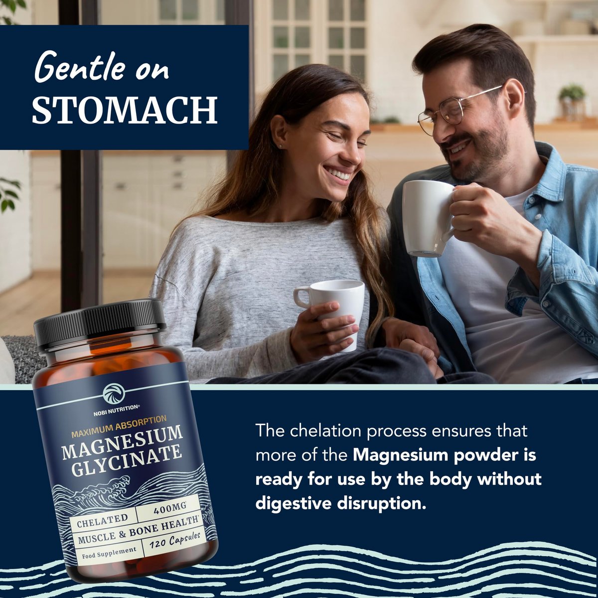 Magnesiumglycinat 400mg | Hochabsorbierendes Chelat für Schlaf, Ruhe, Muskelentspannung, Herz-, Knochen- und Nervenunterstützung | 120 Kapseln (2-Monats-Vorrat)
