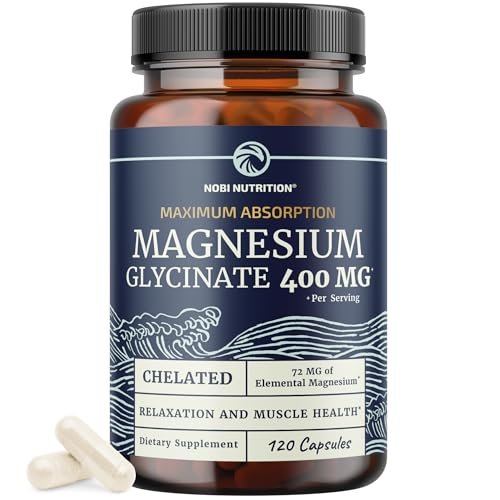 Magnesiumglycinat 400mg | Hochabsorbierendes Chelat für Schlaf, Ruhe, Muskelentspannung, Herz-, Knochen- und Nervenunterstützung | 120 Kapseln (2-Monats-Vorrat)