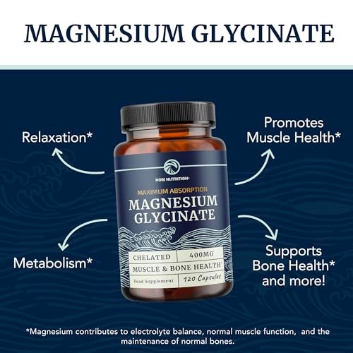 Magnesiumglycinat 400mg | Hochabsorbierendes Chelat für Schlaf, Ruhe, Muskelentspannung, Herz-, Knochen- und Nervenunterstützung | 120 Kapseln (2-Monats-Vorrat)