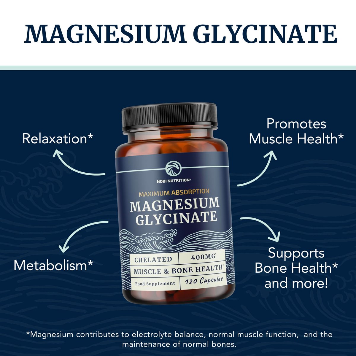 Magnesiumglycinat 400mg | Hochabsorbierendes Chelat für Schlaf, Ruhe, Muskelentspannung, Herz-, Knochen- und Nervenunterstützung | 120 Kapseln (2-Monats-Vorrat)