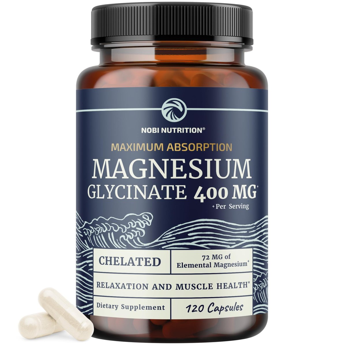 Magnesiumglycinat 400mg | Hochabsorbierendes Chelat für Schlaf, Ruhe, Muskelentspannung, Herz-, Knochen- und Nervenunterstützung | 120 Kapseln (2-Monats-Vorrat)