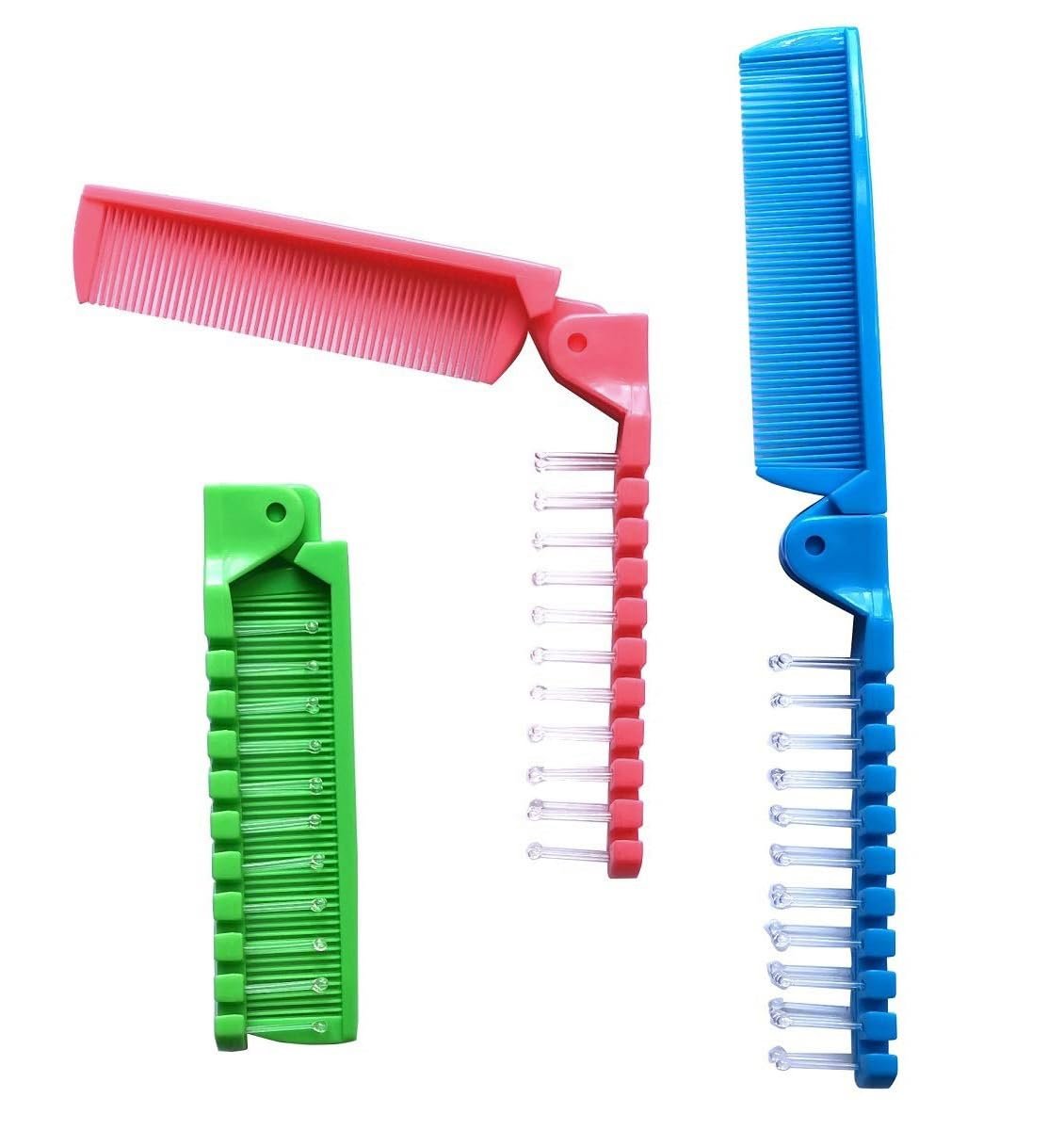 FonteeUS 3-teiliges Haarbürsten-Set – Reisebürste, Feinkamm, Massagebürste & Zopfbürste für Kinder und Erwachsene in Grün/Pink/Blau