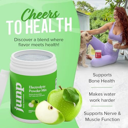 JUNP Elektrolytpulver Ohne Zucker Ohne Kohlenhydrate – Erfrischender Grüner Apfel Geschmack, Keto Electrolyte Drink Mix, Kalium & Salz Hydrationspulver, Null Kalorien Zuckerfrei, 90 Portionen