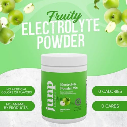 JUNP Elektrolytpulver Ohne Zucker Ohne Kohlenhydrate – Erfrischender Grüner Apfel Geschmack, Keto Electrolyte Drink Mix, Kalium & Salz Hydrationspulver, Null Kalorien Zuckerfrei, 90 Portionen