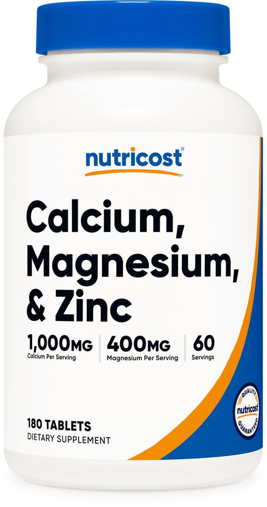 Nutricost Calcium, Magnesium & Zink Tabletten 1.415 mg, 180 Tabletten - Vitamin-/Mineralstoffmischung, 60 Portionen - Glutenfrei, Nicht-GVO