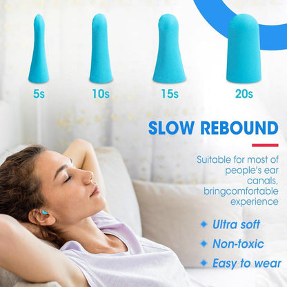 AZEN 100 Paar Ohrstöpsel im Bulk, NRR 32dB weiche Schaumstoff-Ohrstöpsel für Schlaf, Lärmminderung, Ohrstöpsel für Konzerte, Schießen, Schwimmen (Seeblau)