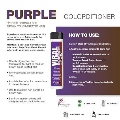 Celeb Luxury Viral Colorwash Purple for Brunettes - Farbconditioner für kühle Brauntöne, 8,25 Fl Oz