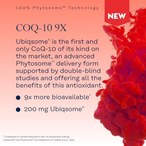 SOLARAY CoQ-10 Phytosome 200mg – 9-fache Absorption, vegane Kapseln ohne Soja, 30 Portionen