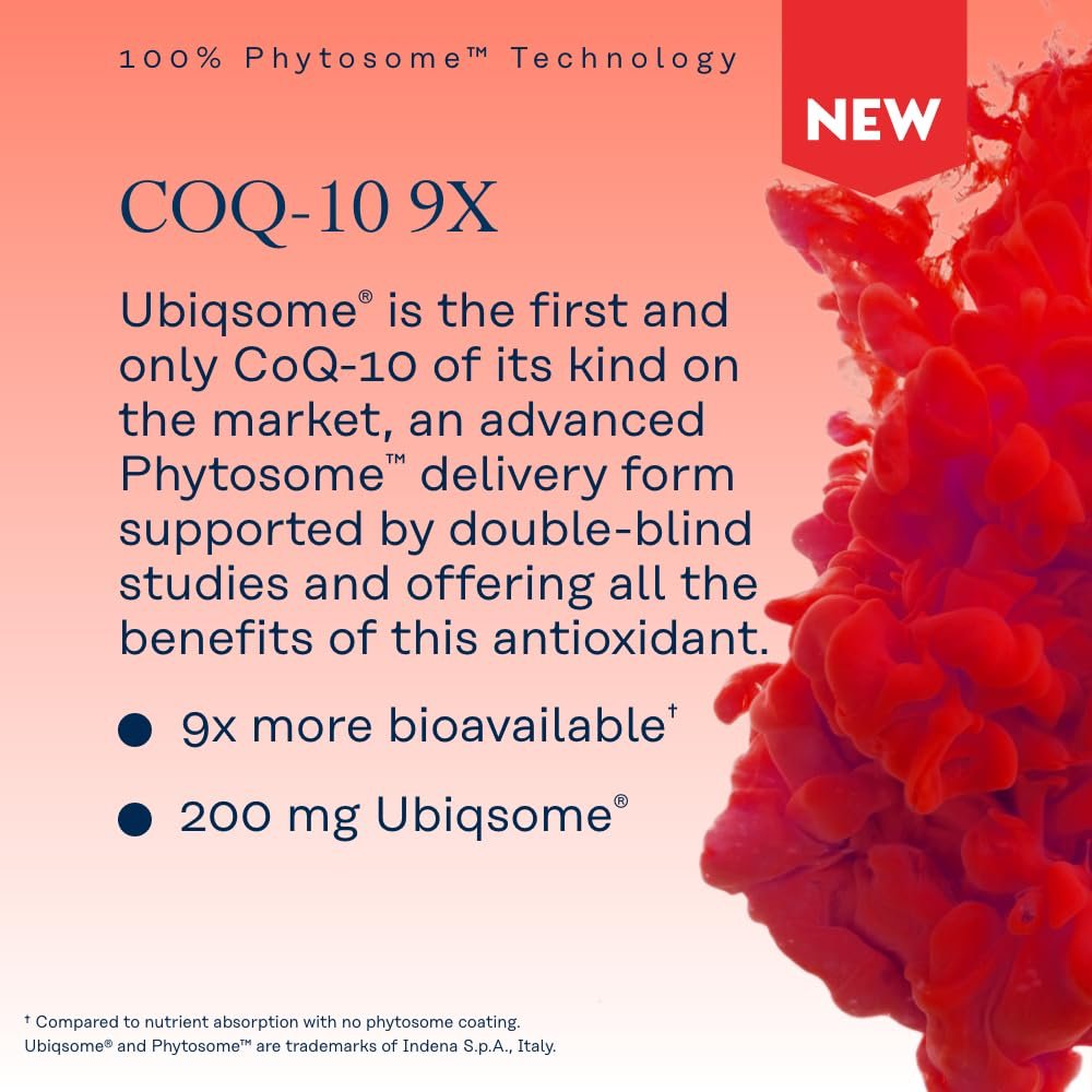 SOLARAY CoQ-10 Phytosome 200mg – 9-fache Absorption, vegane Kapseln ohne Soja, 30 Portionen