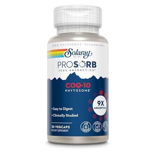 SOLARAY CoQ-10 Phytosome 200mg – 9-fache Absorption, vegane Kapseln ohne Soja, 30 Portionen