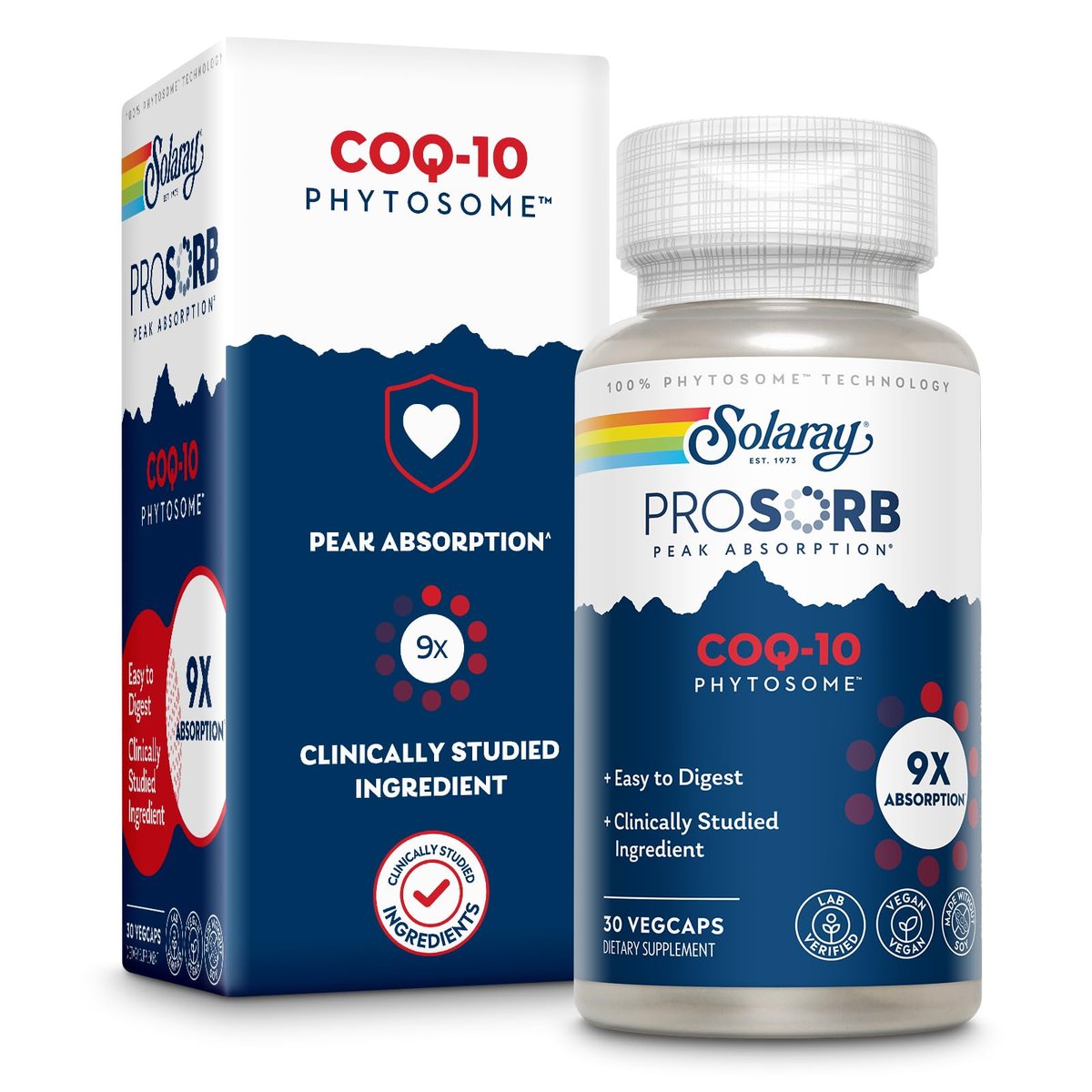 SOLARAY CoQ-10 Phytosome 200mg – 9-fache Absorption, vegane Kapseln ohne Soja, 30 Portionen