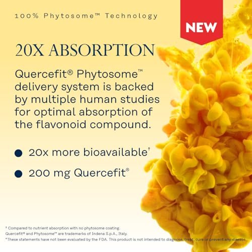 SOLARAY Quercetin Phytosome – 20-fache Absorption – Leicht verdauliches Antioxidans für die allgemeine Gesundheit – Vegan & ohne Soja – 60-Tage-Garantie – 30 Portionen, 30 VegKaps