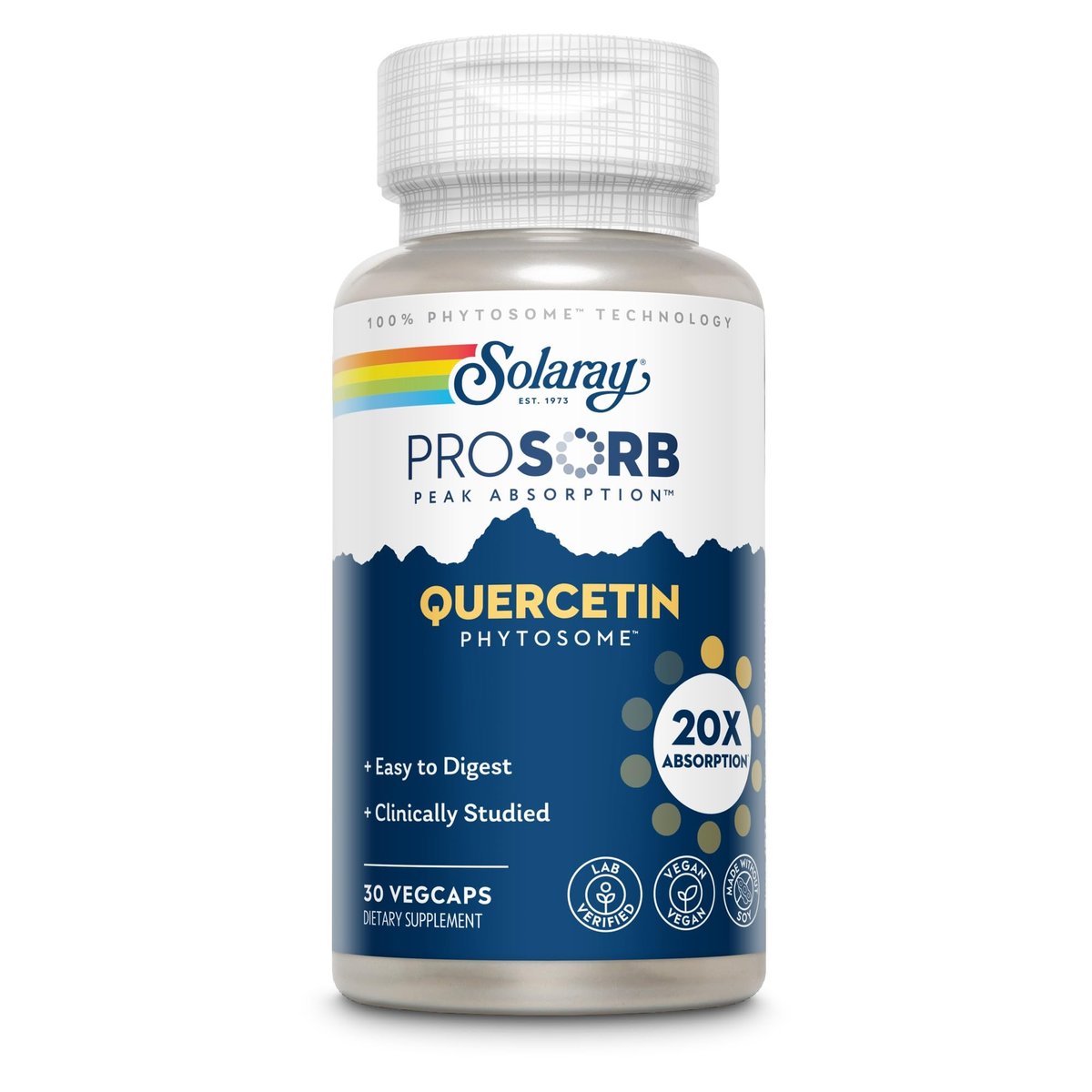 SOLARAY Quercetin Phytosome – 20-fache Absorption – Leicht verdauliches Antioxidans für die allgemeine Gesundheit – Vegan & ohne Soja – 60-Tage-Garantie – 30 Portionen, 30 VegKaps