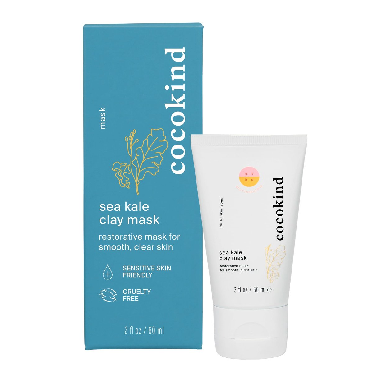 Cocokind Sea Kale Clay Mask – Sanfte Peeling-Maske für strahlende, glatte Haut mit Blaue-Grünkohl-Meerextrakt & Gletscherozean-Tonerde, 60 ml