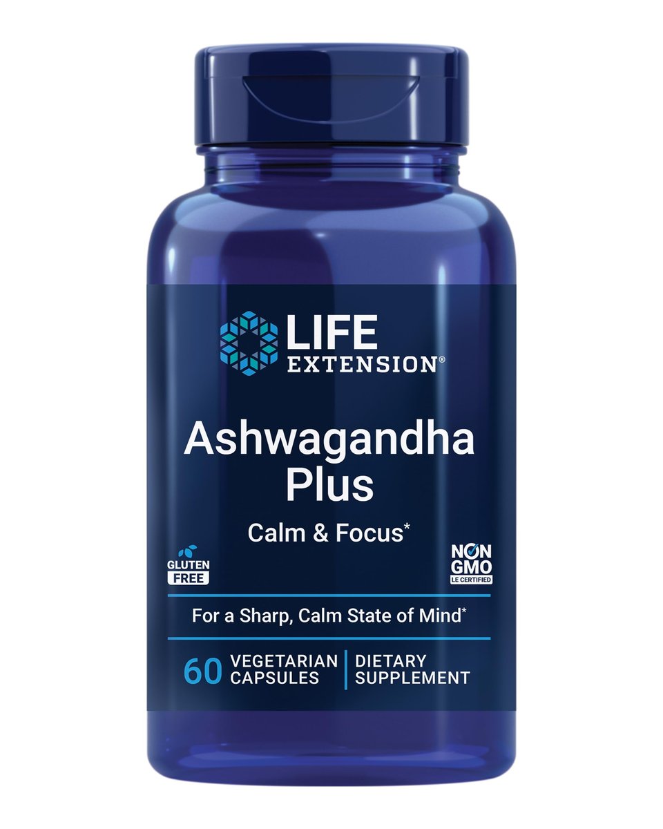 Life Extension Ashwagandha Plus Calm & Focus – Ashwagandha-Extrakt mit Spearmint-Extrakt für Konzentration, Aufmerksamkeit und Entspannung – 60 vegane Kapseln
