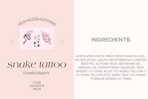 Yeahgoshopping Realistische Große Tattoo Sticker Set: 1 Schwarze Schlange, 1 Rote Schlange, 1 Kleine Zufällige 3D Spinne - Temporäre Tattoos für Männer und Frauen, Wasserfest, für Bauch, Unterarm, Hals