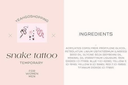Yeahgoshopping Realistische Große Tattoo Sticker Set: 1 Schwarze Schlange, 1 Rote Schlange, 1 Kleine Zufällige 3D Spinne - Temporäre Tattoos für Männer und Frauen, Wasserfest, für Bauch, Unterarm, Hals
