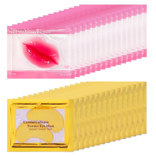 30 Paar Lippenmasken & Augenmasken, 24K Gold Kristall Gel Kollagen Augenpflaster, Junggesellinnenparty-Geschenke, Brautjungferngeschenke, Geschenke in großen Mengen, Geburtstagsfeier-Geschenke, Muttertagsgeschenke, Lehrer-Dankeschön-Geschenke