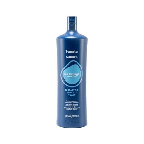 Fanola Wonder Blue Shampoo für Brünette – Farbshampoo für hellbraunes bis platinblondes Haar – neutralisiert Orange- und Messingtöne – vegan & sulfatfrei (1 Liter)