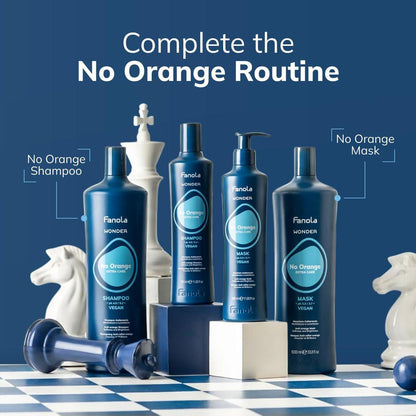 Fanola Wonder No Orange Color Depositing Haarmaske - Neutralisierender Blau-Toner für orange-brünierte Haare - Tiefenpflegende vegane Formel - Verbessert Glanz & versiegelt die Schuppenschicht - Hellt auf & macht weich (11,83 oz)