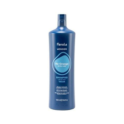 Fanola Wonder Blue Shampoo für Brünette – Farbshampoo für hellbraunes bis platinblondes Haar – neutralisiert Orange- und Messingtöne – vegan & sulfatfrei (1 Liter)