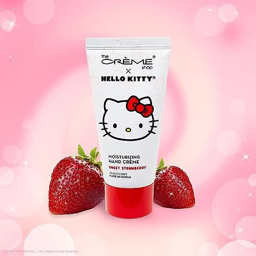 The Creme Shop x Hello Kitty Handcreme – Taschenformat, luxuriöse Handpflege mit Sheabutter & Vitamin E, ultra-hydratisierend für trockene Haut, süßer Erdbeerduft, 50 ml