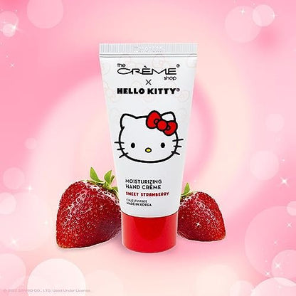 The Creme Shop x Hello Kitty Handcreme – Taschenformat, luxuriöse Handpflege mit Sheabutter & Vitamin E, ultra-hydratisierend für trockene Haut, süßer Erdbeerduft, 50 ml
