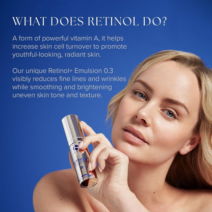 iS Clinical Retinol+ Emulsion 0,3 – Anti-Aging Gesichtscreme zur Reduzierung von feinen Linien und Fältchen, für einen ebenmäßigen Teint