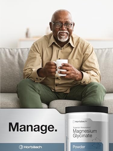 Horbäach Magnesium Glycinat Pulver | 1 lb | Zitronengeschmack | Hervorragende Absorption | Non-GMO & Glutenfrei