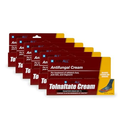 CareAll Tolnaftat Creme USP 1%, 1,0 oz Tube (6er Pack) - Wirksame Antimykotische Behandlung gegen Fußpilz, Juckreiz, Ringelflechte. Vergleichen mit der führenden Marke.