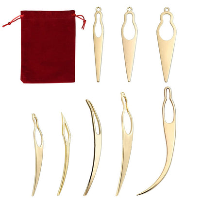 8-teiliges Interlocking-Werkzeug für Locs mit Samt-Aufbewahrungsbeutel – Dreadlock-Häkelnadel für Dreads, Haar-Loc-Nadeln zur Festigung, Zubehör für Interlocks oder Sisterlocks, Gold