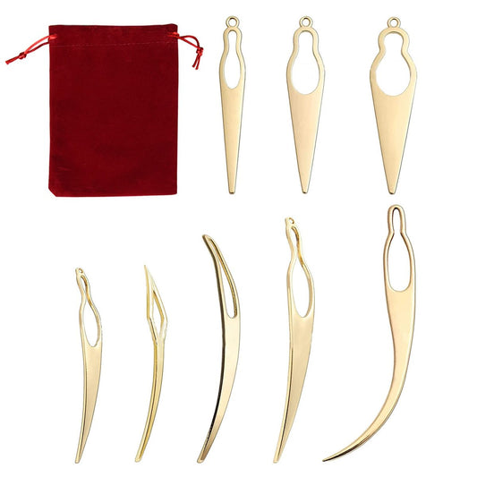 8-teiliges Interlocking-Werkzeug für Locs mit Samt-Aufbewahrungsbeutel – Dreadlock-Häkelnadel für Dreads, Haar-Loc-Nadeln zur Festigung, Zubehör für Interlocks oder Sisterlocks, Gold