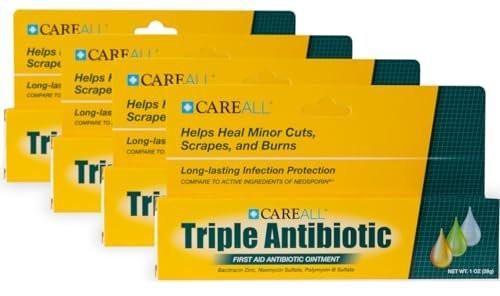 CareAll Triple Antibiotika-Salbe 1,0 oz (4er-Pack) – Erste-Hilfe-Salbe für kleine Schürfwunden, Schnitte und Verbrennungen zur Infektionsvorbeugung – Vergleichbar mit den Wirkstoffen der führenden Marke