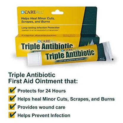 CareAll Triple Antibiotika-Salbe 1,0 oz (4er-Pack) – Erste-Hilfe-Salbe für kleine Schürfwunden, Schnitte und Verbrennungen zur Infektionsvorbeugung – Vergleichbar mit den Wirkstoffen der führenden Marke