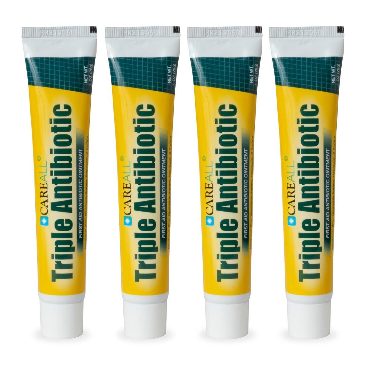 CareAll Triple Antibiotika-Salbe 1,0 oz (4er-Pack) – Erste-Hilfe-Salbe für kleine Schürfwunden, Schnitte und Verbrennungen zur Infektionsvorbeugung – Vergleichbar mit den Wirkstoffen der führenden Marke