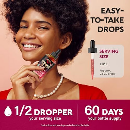 USDA Bio Vitamin B12 Sublingual Tropfen – 5000 mcg flüssiges veganes Methylcobalamin für Frauen und Männer – Energie, Fokus, Stimmung und Gehirngesundheit – Maximale Absorption – 2 Monate Vorrat, 60 ml