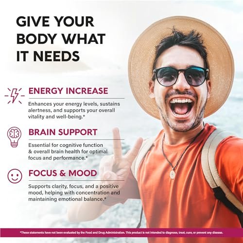 USDA Bio Vitamin B12 Sublingual Tropfen – 5000 mcg flüssiges veganes Methylcobalamin für Frauen und Männer – Energie, Fokus, Stimmung und Gehirngesundheit – Maximale Absorption – 2 Monate Vorrat, 60 ml