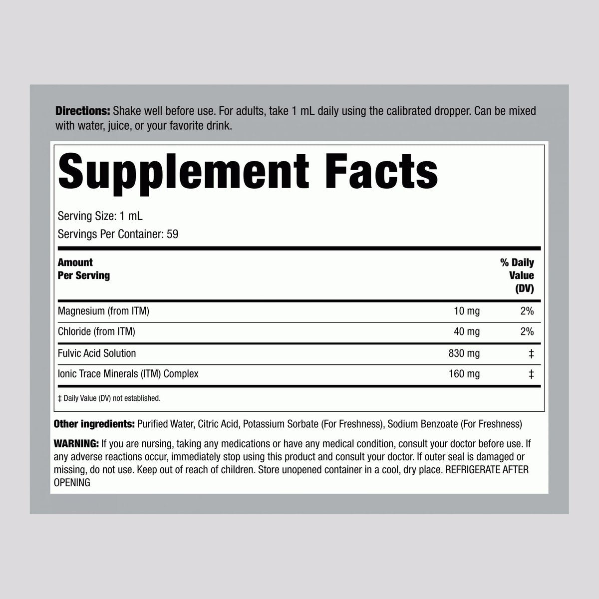 Piping Rock Flüssige Fulvosäure-Tropfen | 60 ml | mit Spurenelementen | Ionisches Nahrungsergänzungsmittel | Vegetarisch, Nicht-GVO & Glutenfrei
