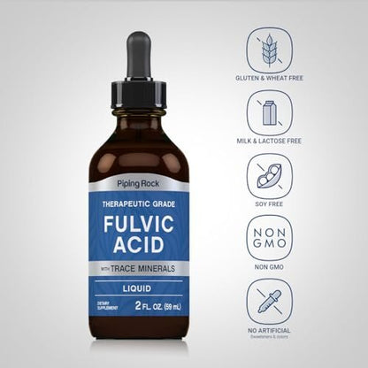 Piping Rock Flüssige Fulvosäure-Tropfen | 60 ml | mit Spurenelementen | Ionisches Nahrungsergänzungsmittel | Vegetarisch, Nicht-GVO & Glutenfrei